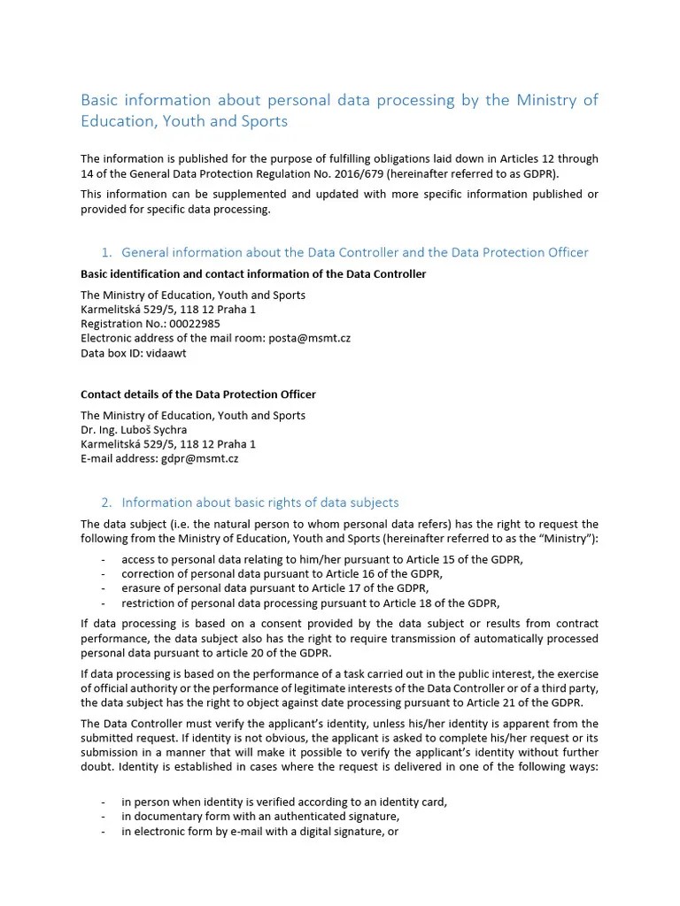 Basic Information GDPR | PDF | Occupational Safety And Health | Employment