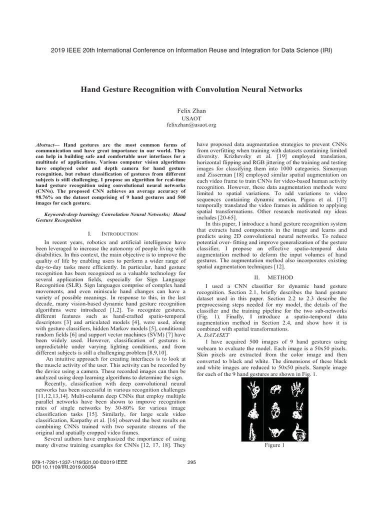 Hand Gesture Recognition With Convolution Neural Networks | PDF ...
