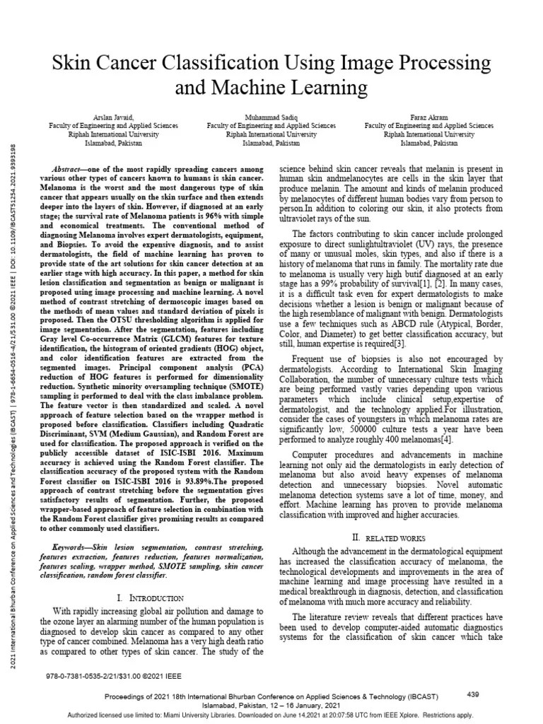 Skin Cancer Classification Using Image Processing And Machine Learning ...