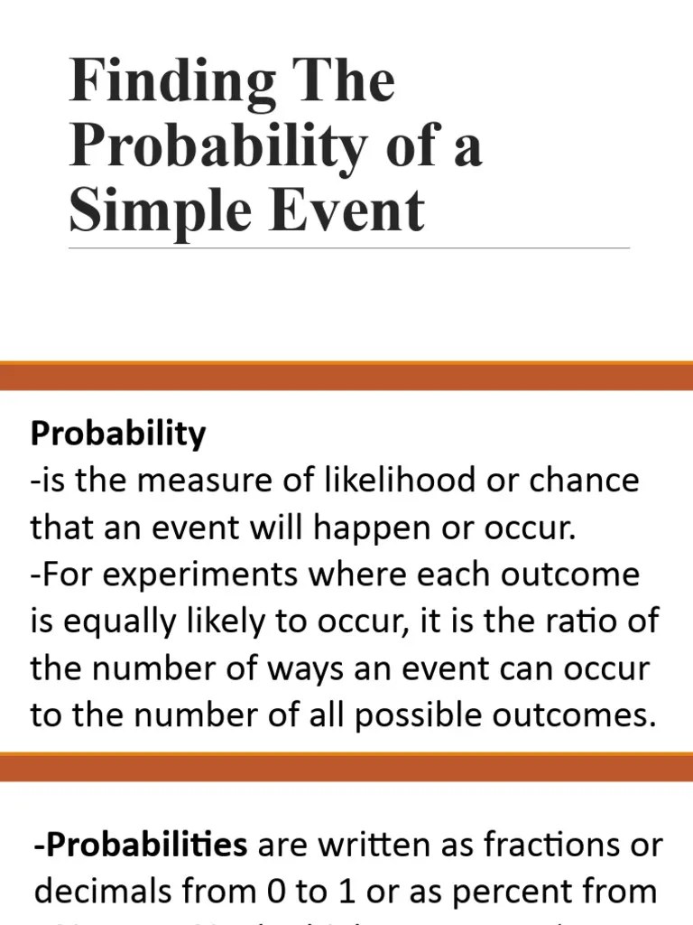 Finding The Probability Of A Simple Event - Mod 8 | PDF | Probability | Numbers