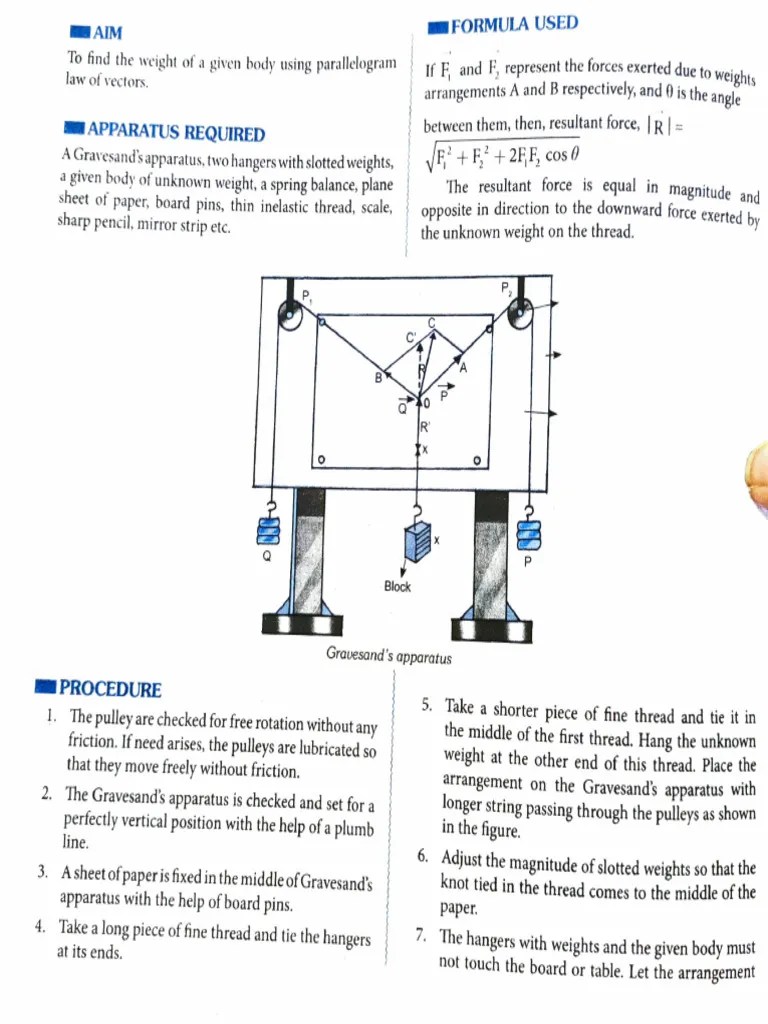 Parallelogram Law Of Vectors | PDF | Force | Weight