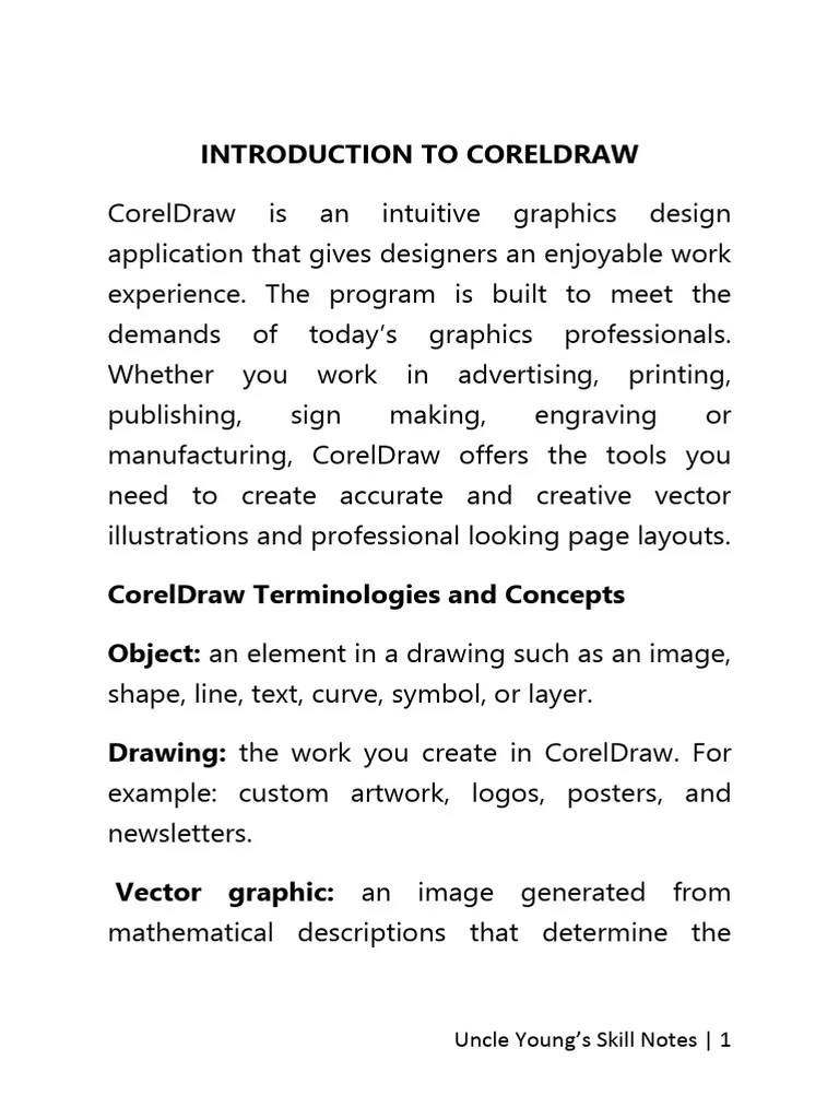 Intro To Coreldraw | PDF | Window (Computing) | Graphics