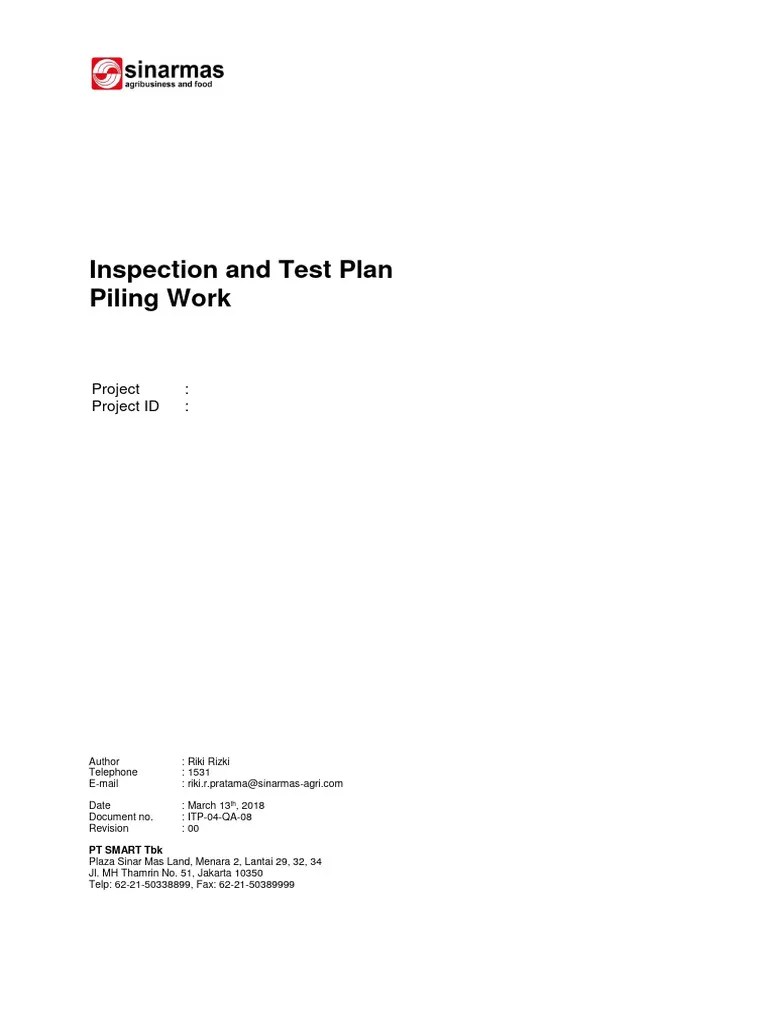 ITP-04-QA-08 ITP Piling Works Rev 3 (Approved) | PDF | Specification ...