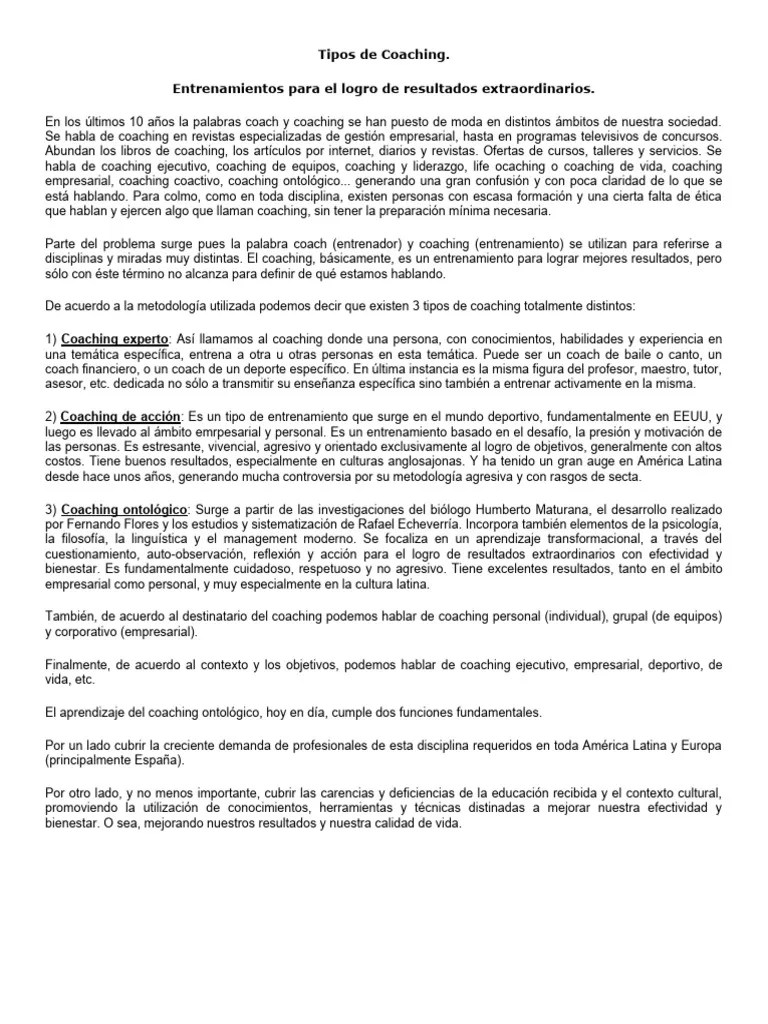 1 Tipos De Coaching | PDF | Modificación De Comportamiento