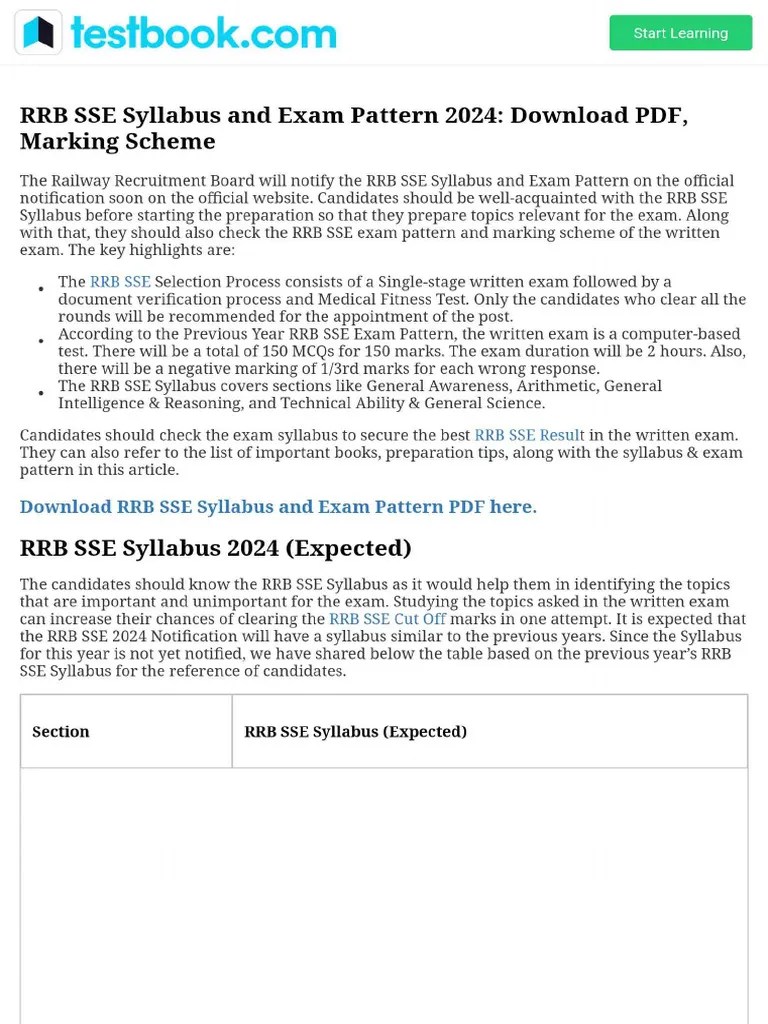 RRB SSE Syllabus And Exam Pattern 2024_ Download PDF, Marking Scheme | PDF