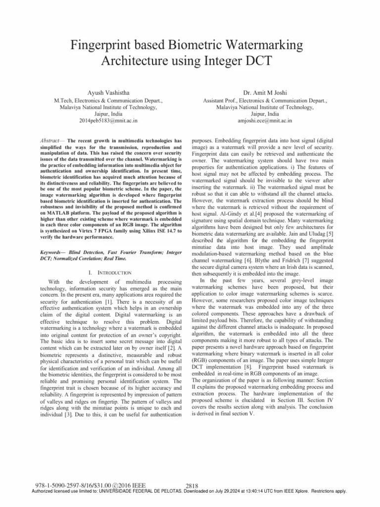 Fingerprint | PDF | Fingerprint | Biometrics