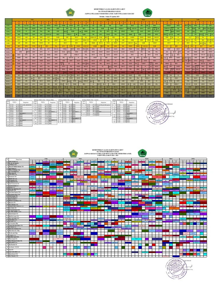 Jadwal Pelajaran Semester Ganjil TP.2024-2025_Jadi | PDF