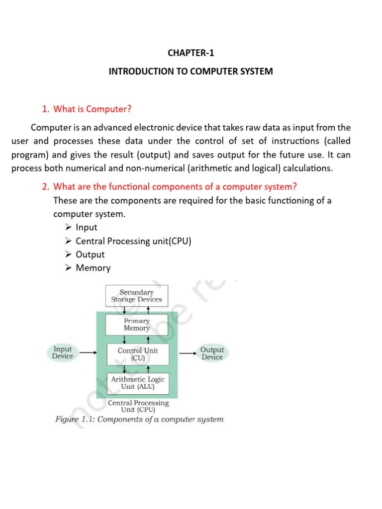 Chapter1 Notes | PDF | Computer Data Storage | Central Processing Unit