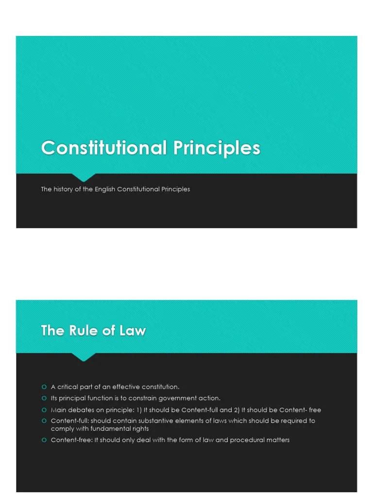 Constitutional Principles | PDF | Separation Of Powers | Rule Of Law
