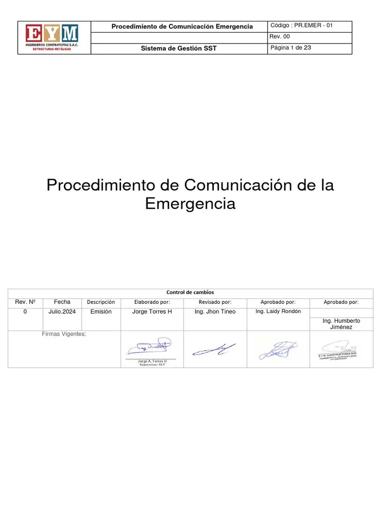 Procedimiento De Comunicacion Emergencia Rev 00 | PDF