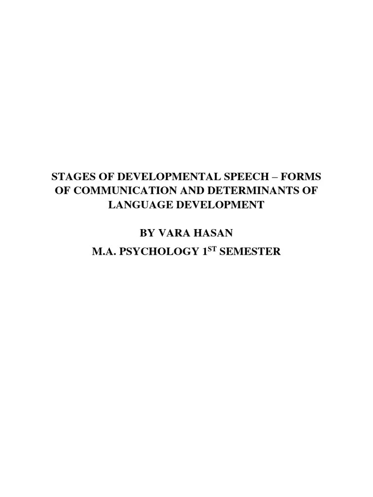 Stages Of Speech Development | PDF | Communication | Language Development