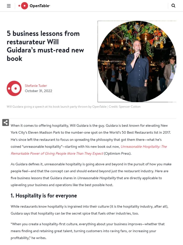 5 Lessons From Will Guidara’s New Book Unreasonable Hospitality | PDF