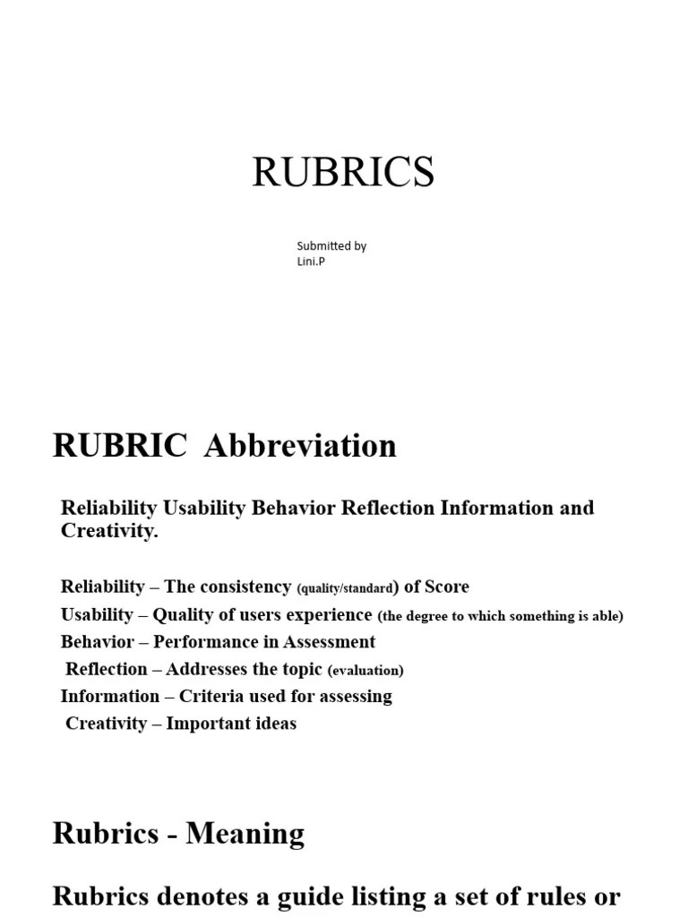 Rubric S | PDF | Rubric (Academic) | Attitude (Psychology)