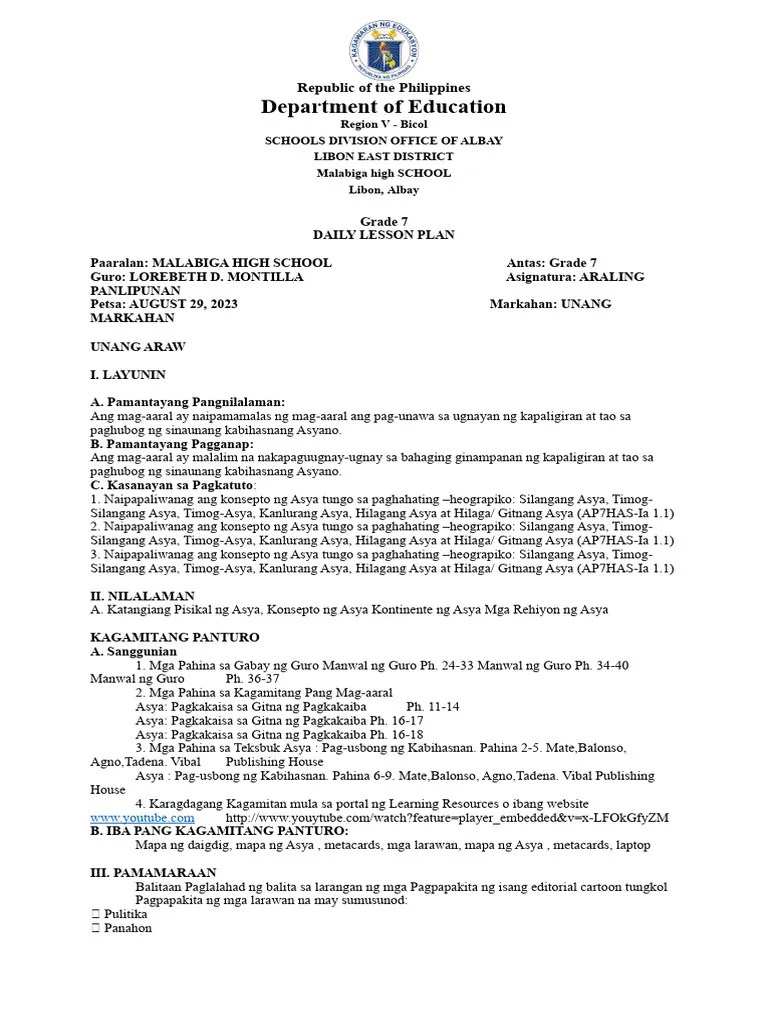 Grade 7 Lesson Plan | PDF