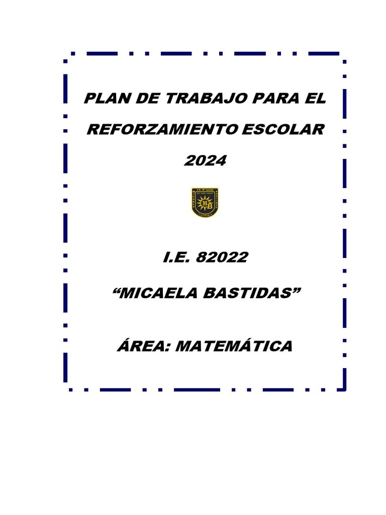 PLAN DE REFUERZO ESCOLAR De Matemática FINAL | PDF | Educación De La Primera Infancia ...