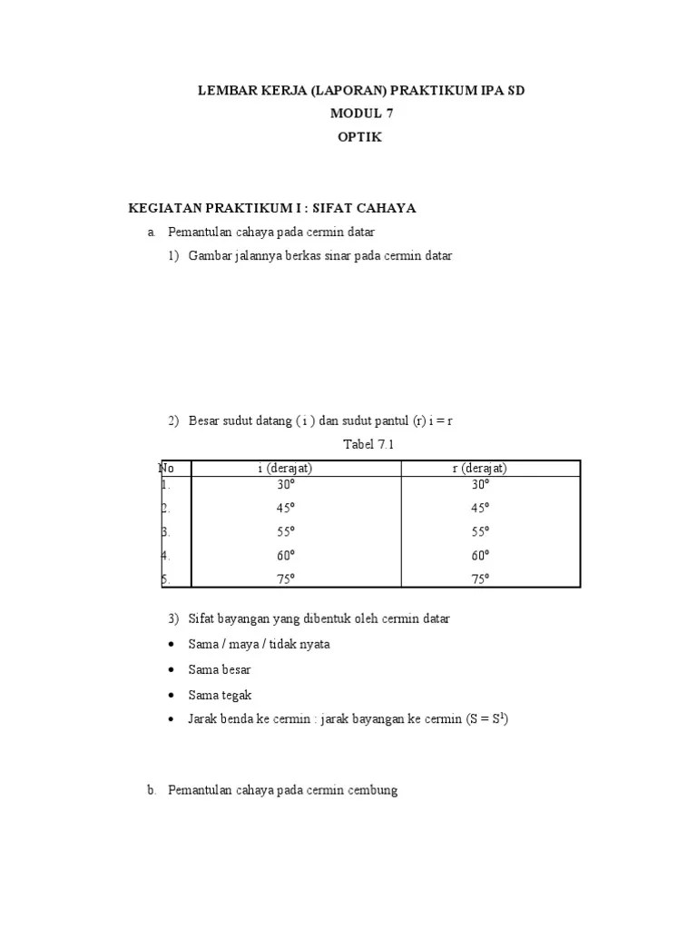 Contoh Laporan Praktikum Ipa Lensa Cembung Dan Cermin Cekung - Nusagates