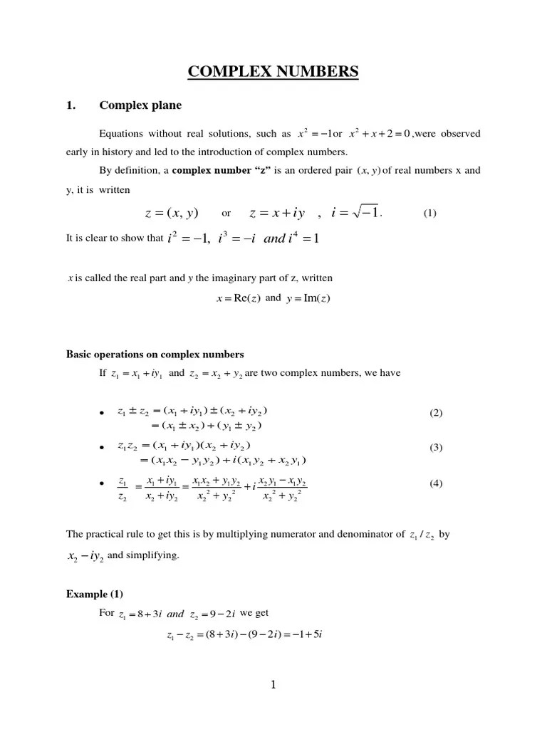Complex Revision (From Doctor) | PDF | Complex Number | Euclidean Geometry