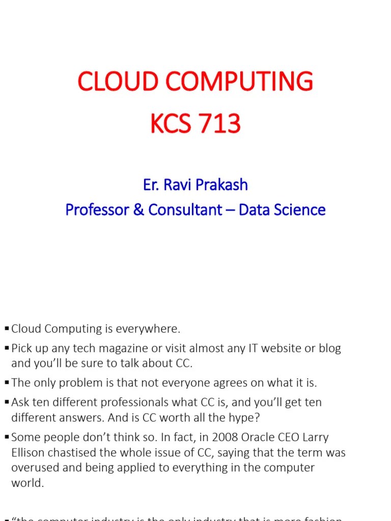 Cloud Computing Unit1 - Intro | PDF | Cloud Computing | Software As A ...