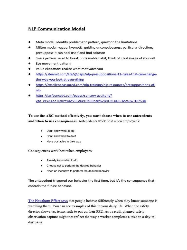 NLP Communication Model | PDF