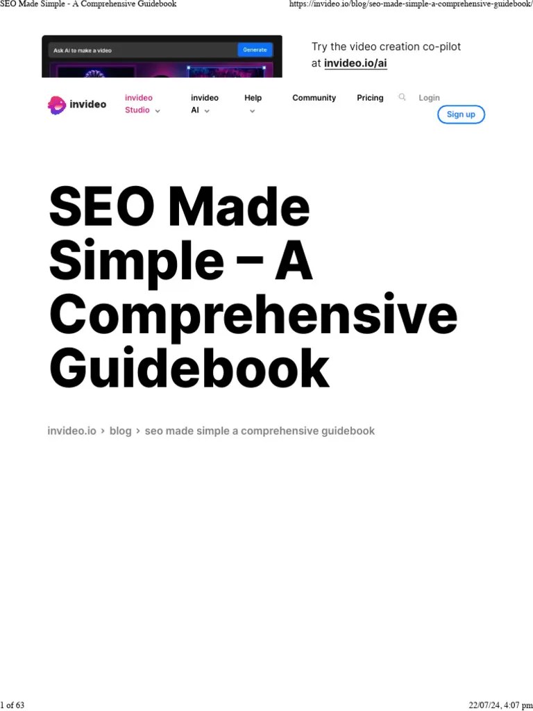 SEO Made Simple - A Comprehensive Guidebook | PDF | Search Engine ...