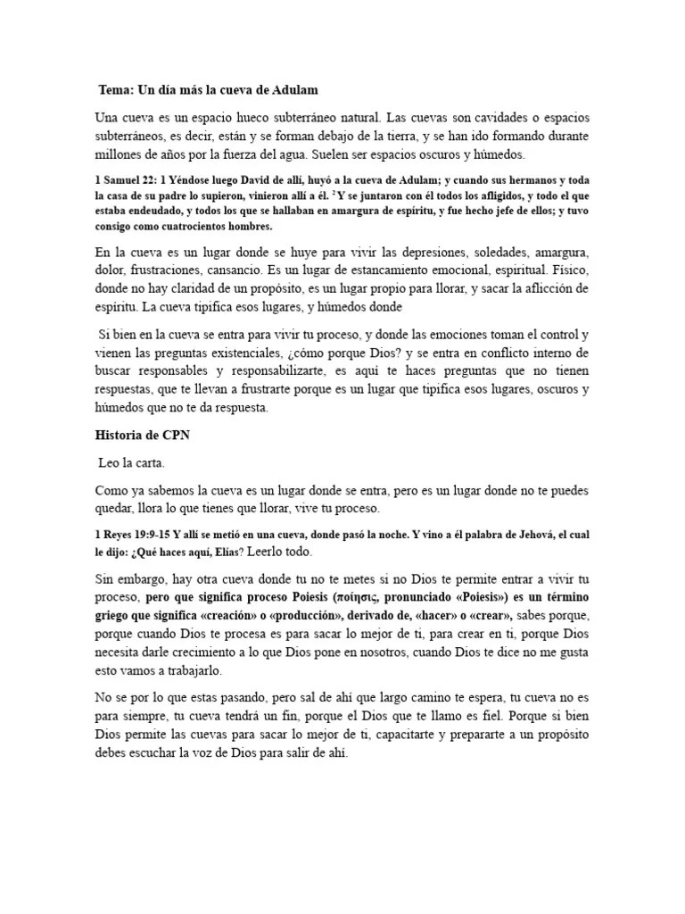 Predicas La Cueva De Adulam | PDF | Dios