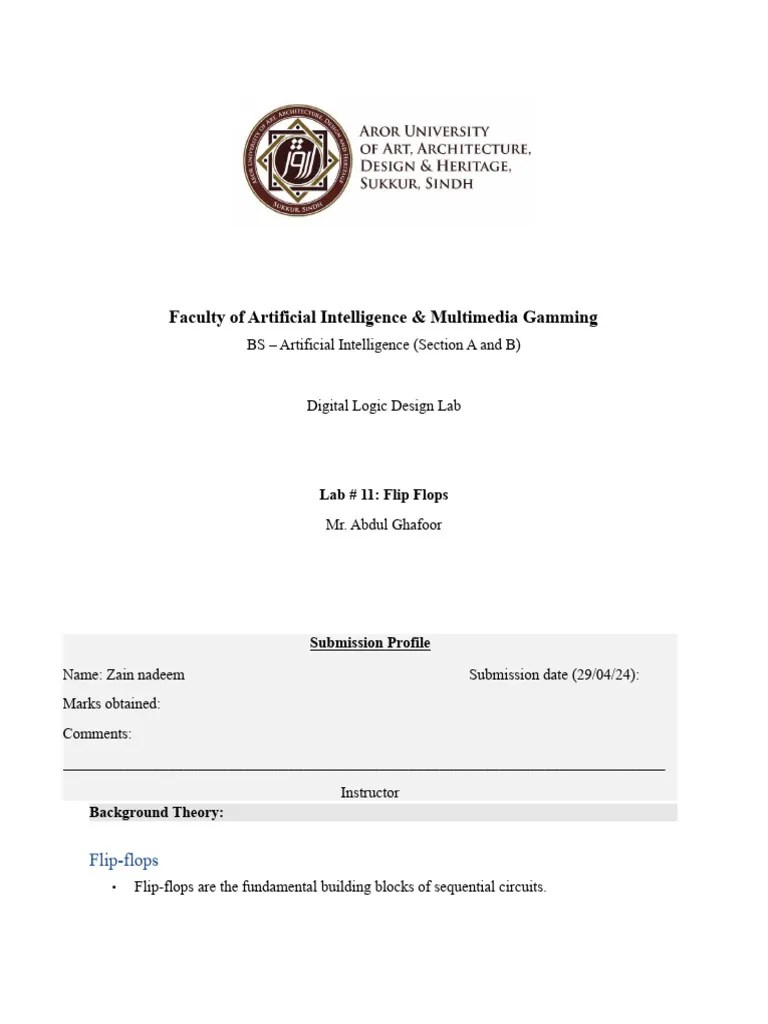 DLD_LAB_11 Flip Flop | PDF | Electrical Engineering | Electronics