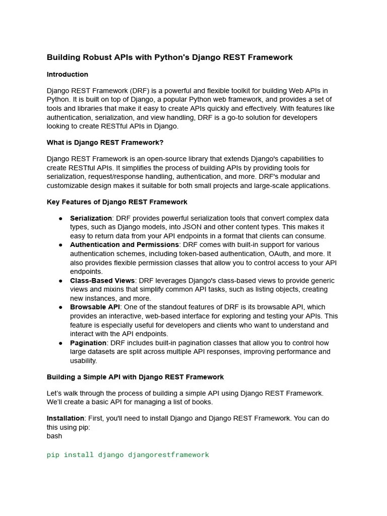 Building Robust APIs With Python's Django REST Framework | PDF | Class ...