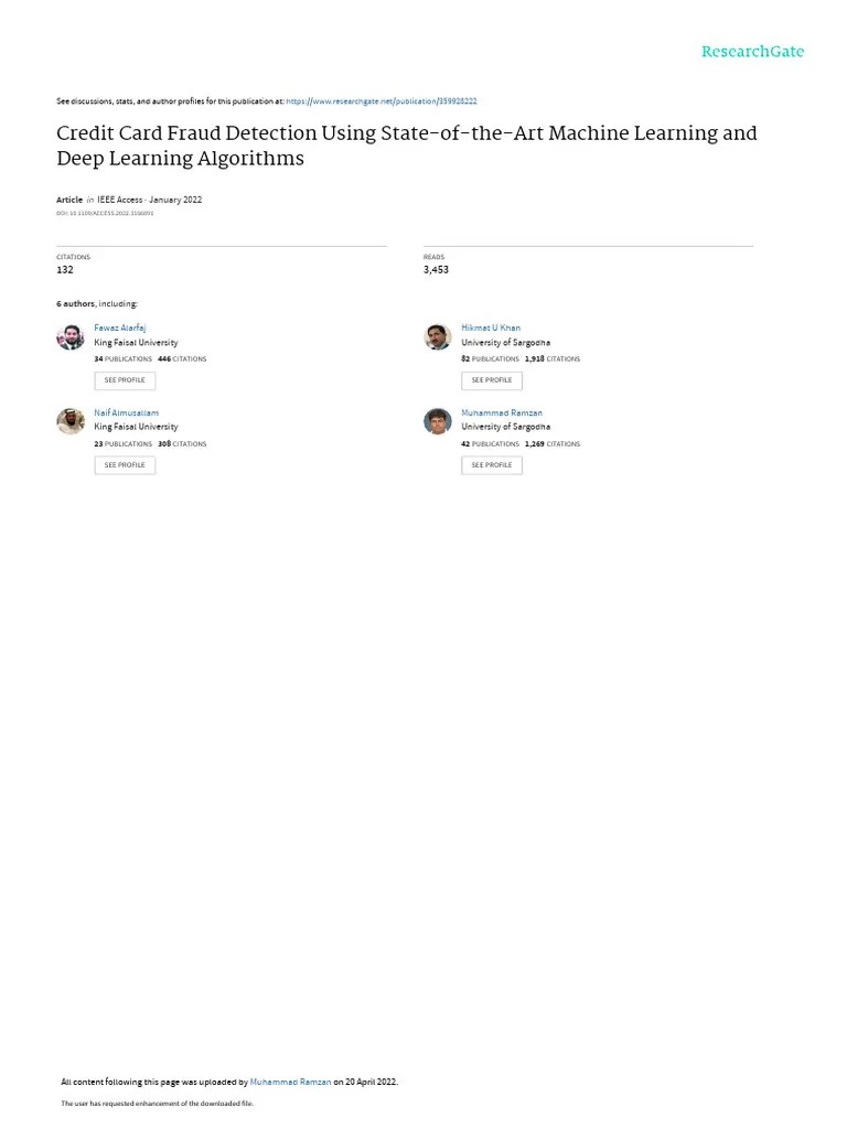 Credit Card Fraud Detection Using State-Of-The-Art Machine Learning And ...
