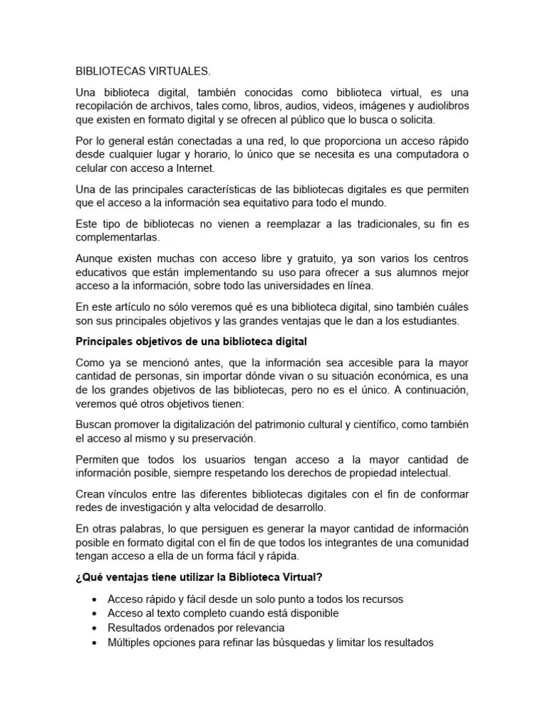 BIBLIOTECAS VIRTUALES | PDF | Libreria Digital | Internet