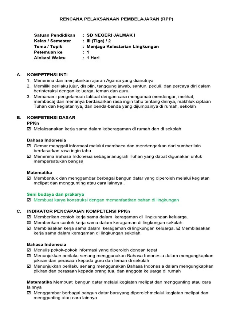 RPP Kelas 3 SBDP | PDF