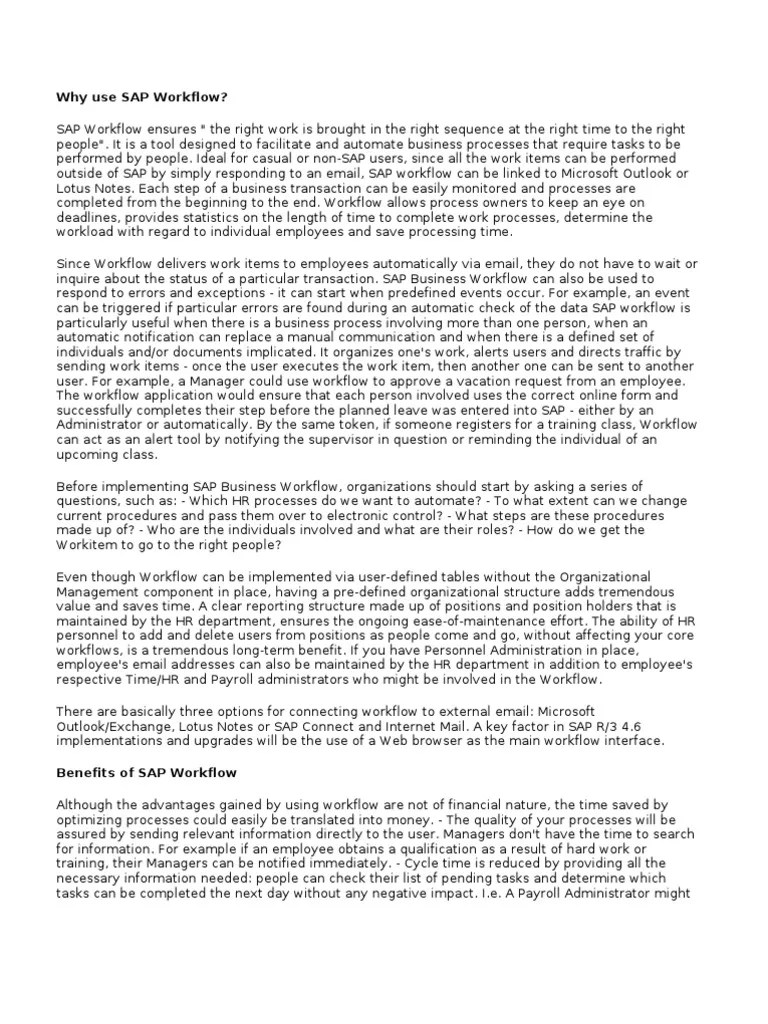 SAP Workflow | PDF | Business Process | Ibm Notes