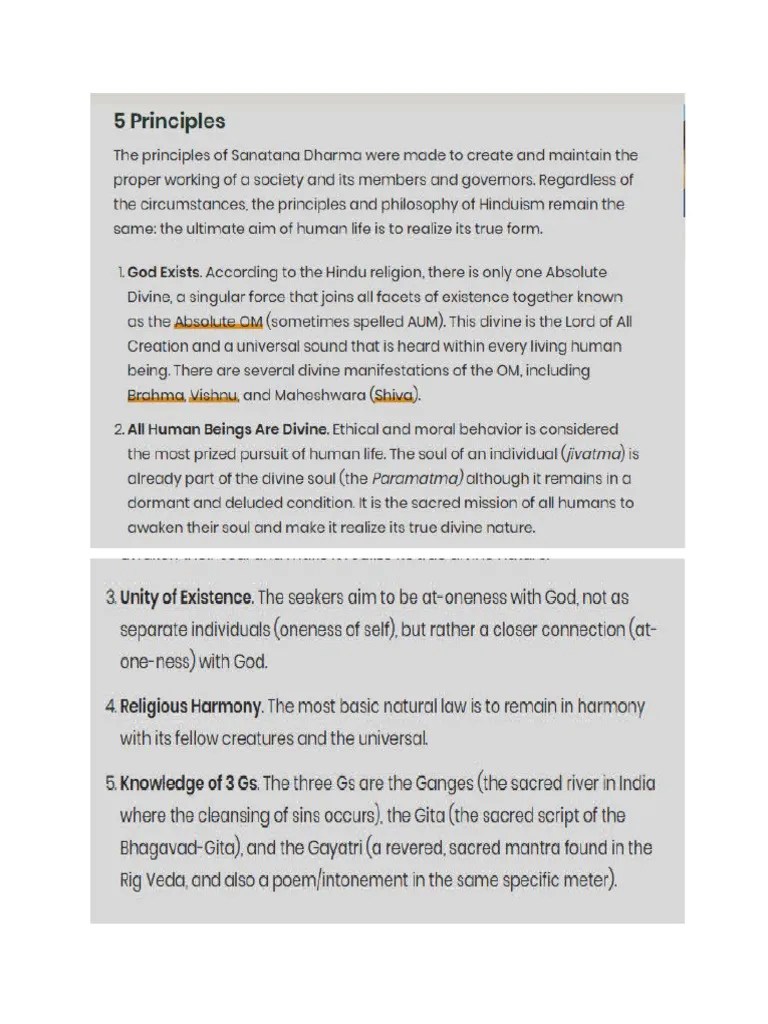 5 Principles Of Hinduism | PDF