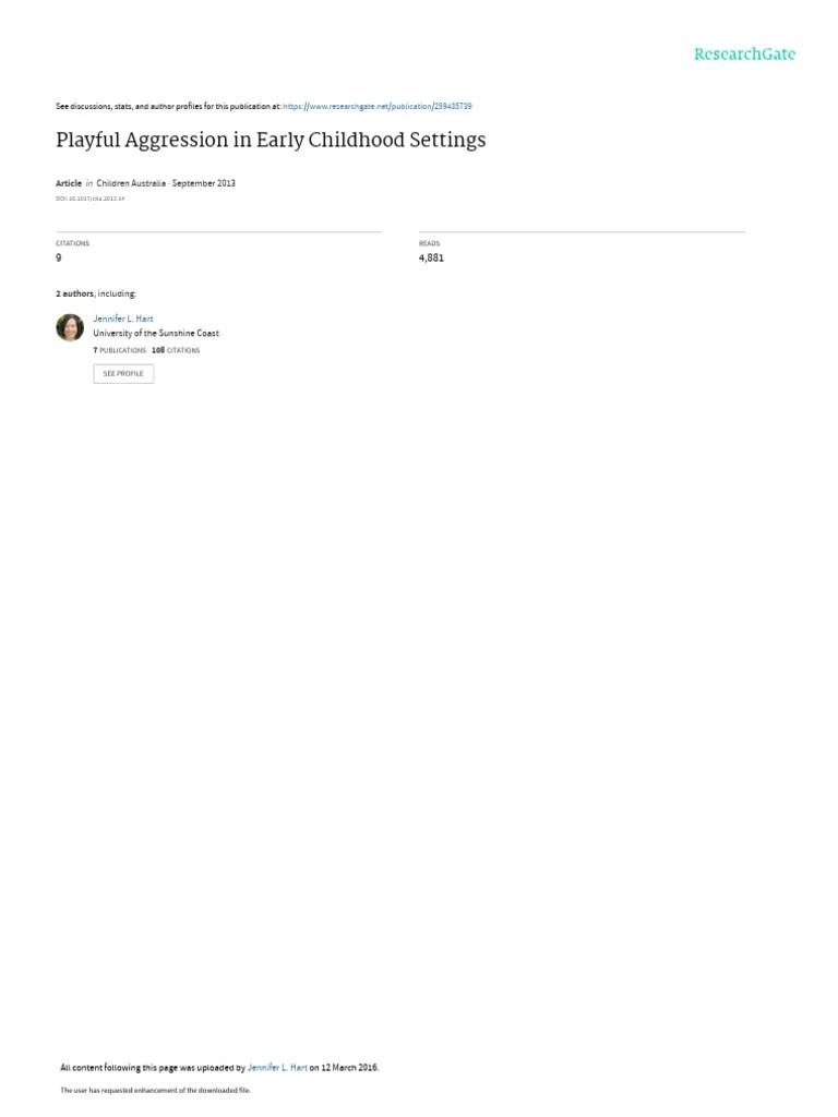 Playful Aggression I Nearly Childhood Settings | PDF | Aggression ...