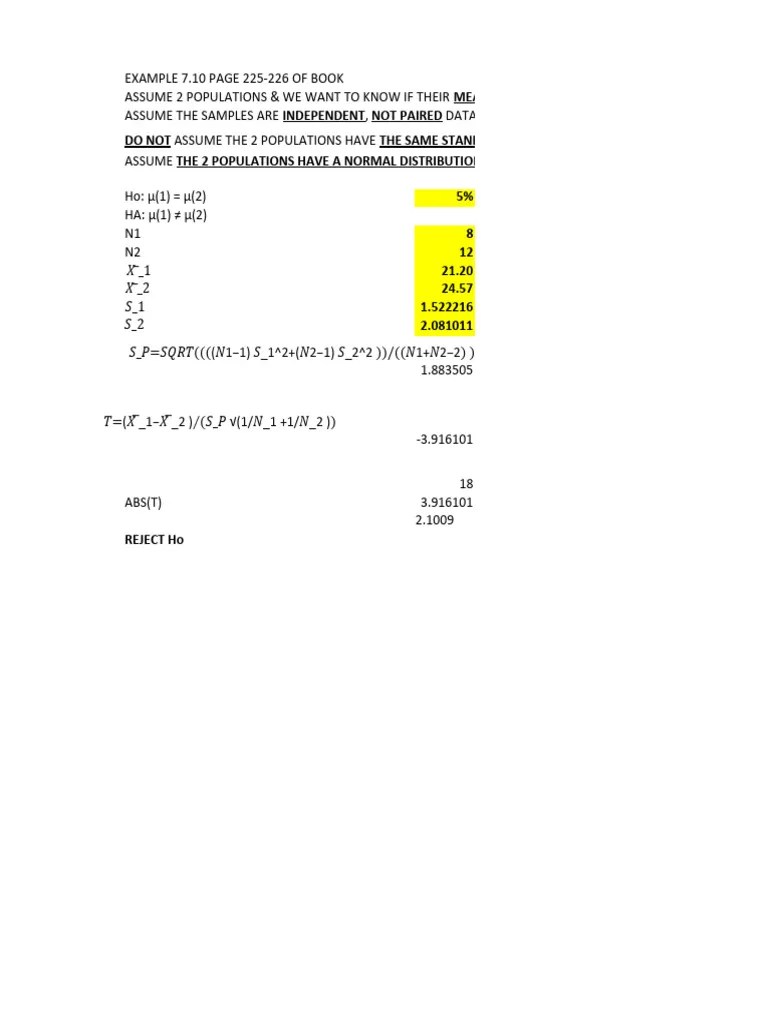 2 Sample T Test | PDF | Student's T Test | Standard Deviation
