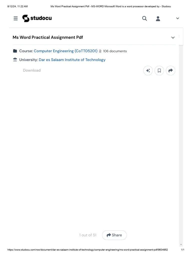 Ms Word Practical Assignment PDF - MS-WORD Microsoft Word Is A Word ...