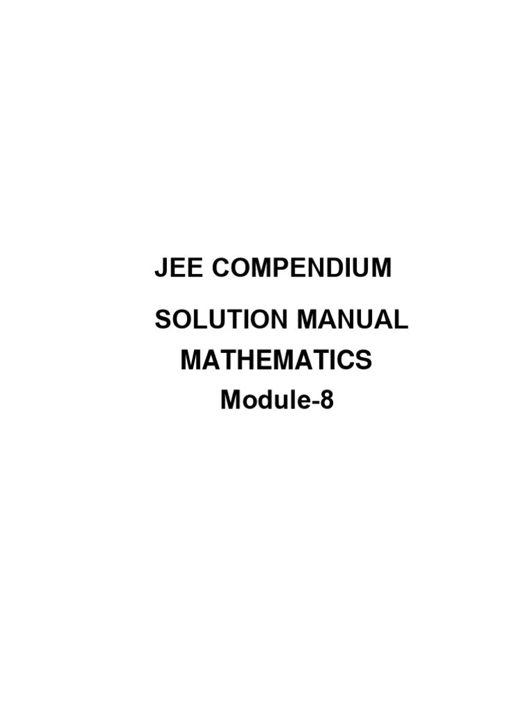 JEE Compendium Solutions Mathematcis 8 | PDF | Line (Geometry ...