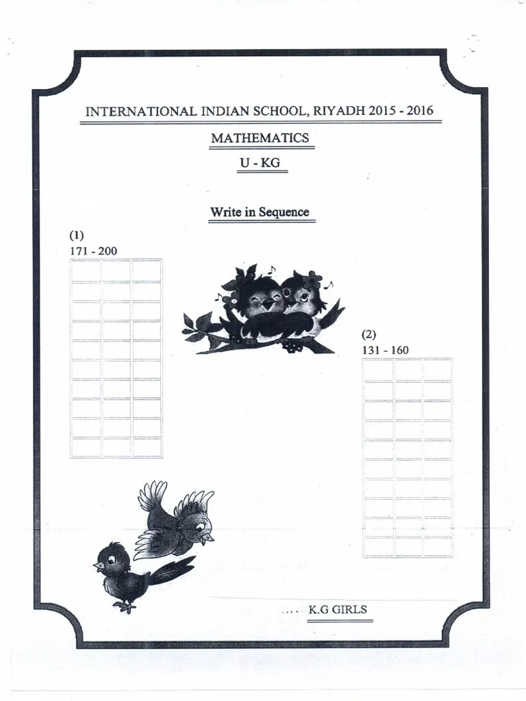 UKG Maths Worksheet 1 | PDF