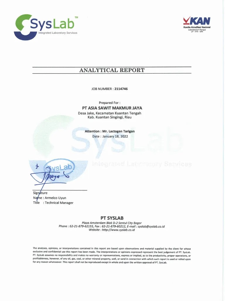 Final 2114746 PT Asia Sawit Makmur Jaya | PDF