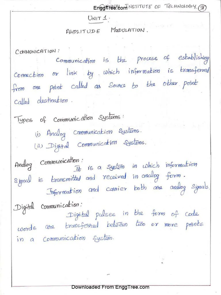 EC3491 Communication Systems Lecture Notes 2 | PDF