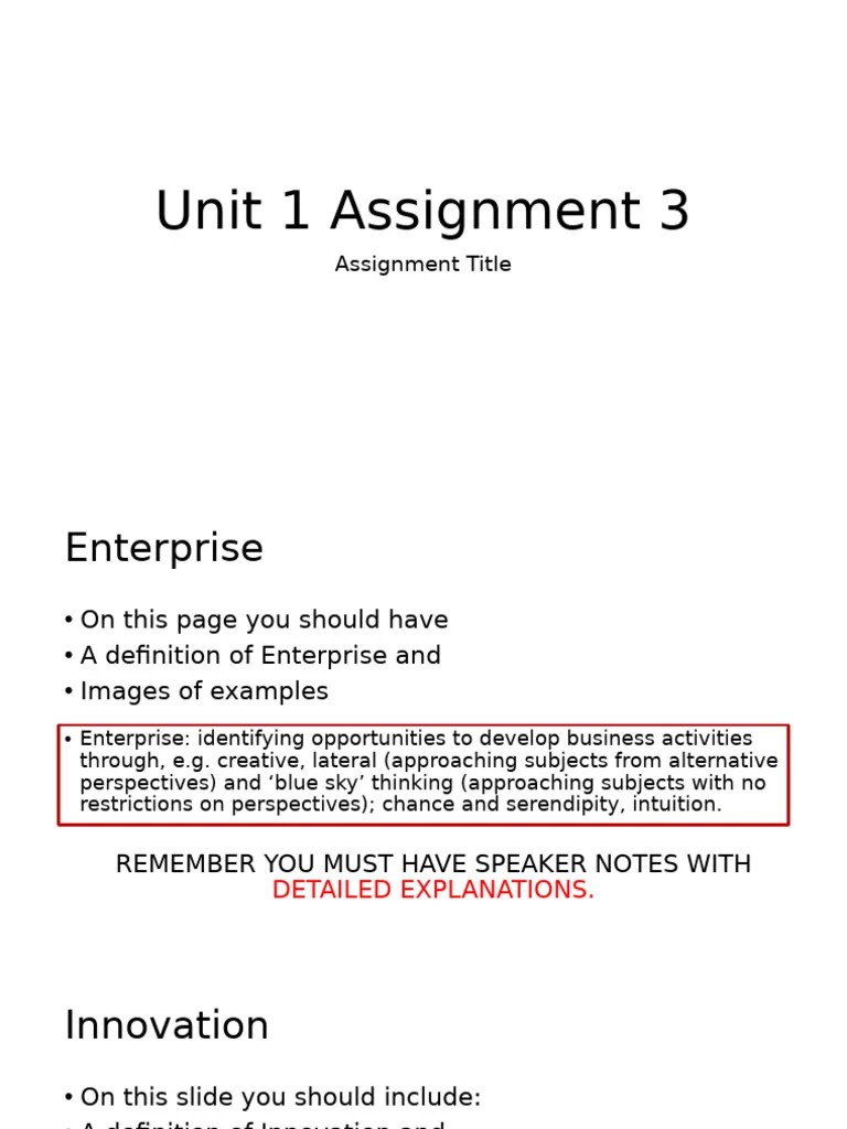 Unit 1 Assignment 3 Writing Frame1 | PDF | Business | Innovation
