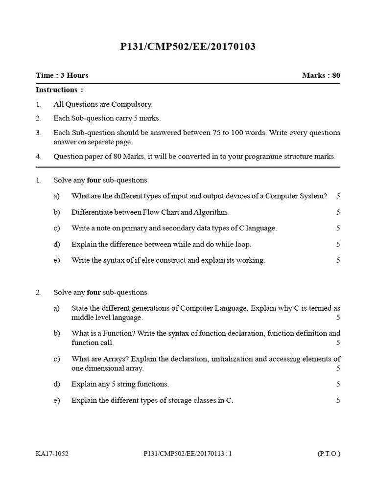 Computer Science Cmp502 Problem Solving Using Computers | PDF | Pointer ...