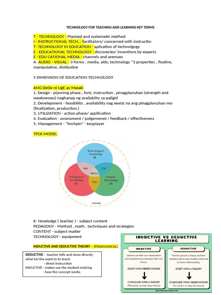 Technology For Teaching And Learning Key Terms | PDF | Educational ...