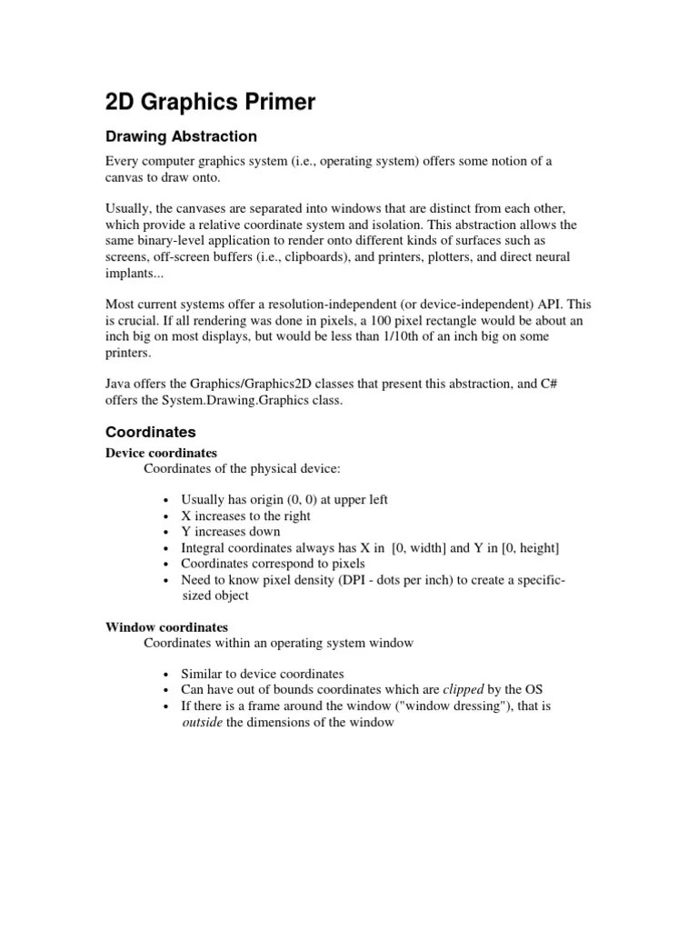 2D Graphics Primer | PDF | 2 D Computer Graphics | Matrix (Mathematics)