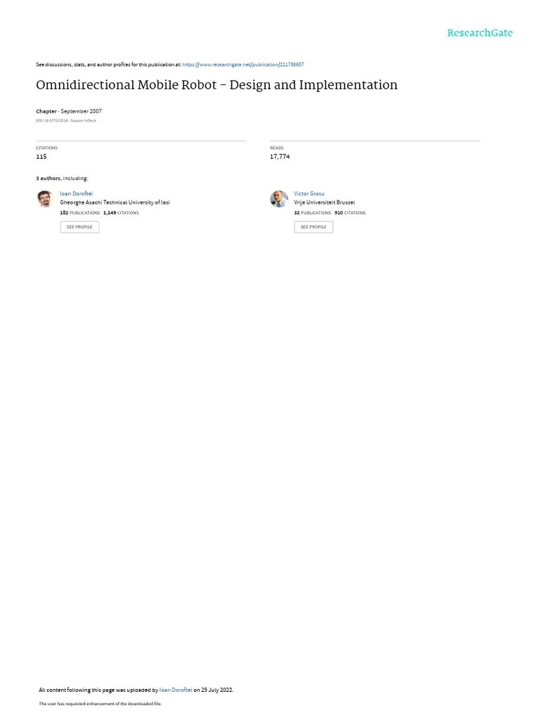 InTechOmnidirectional Mobile Robot Design And Implementation | PDF | Rotation | Robotics