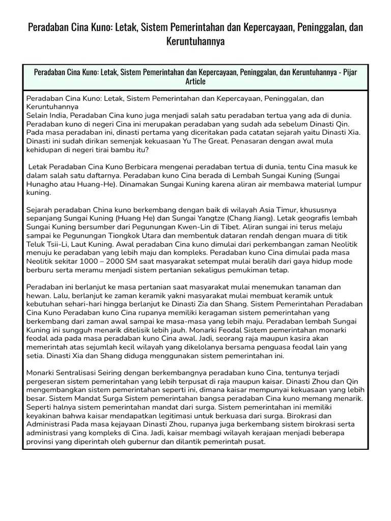 Peradaban Cina Kuno_ Letak, Sistem Pemerintahan Dan Kepercayaan ...