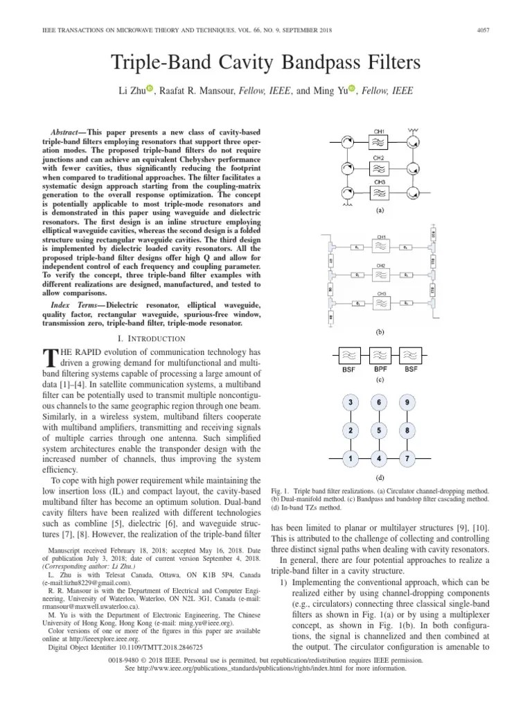 Triple-Band Cavity Bandpass Filters | PDF | Filter (Signal Processing) | Waveguide