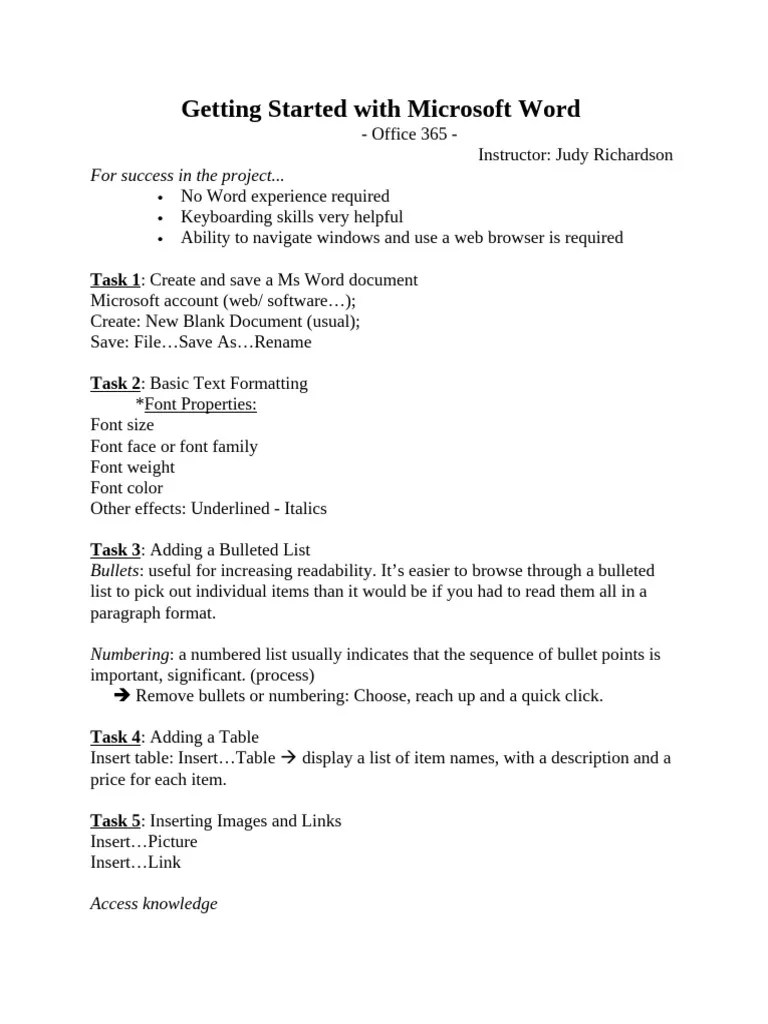 Getting Started With Microsoft Word | PDF