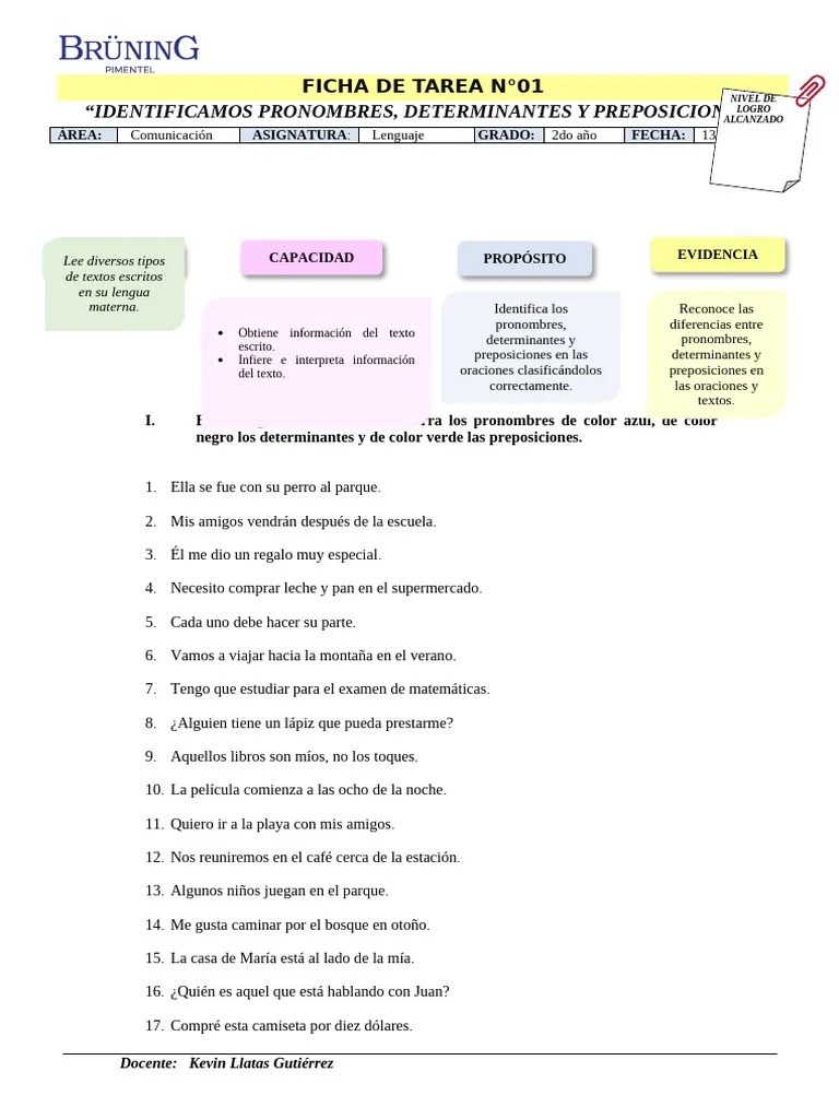 Lenguaje - 2do Año - Prof. Kevin - Semana 4 - Bim Ii - Ficha De Tarea | PDF