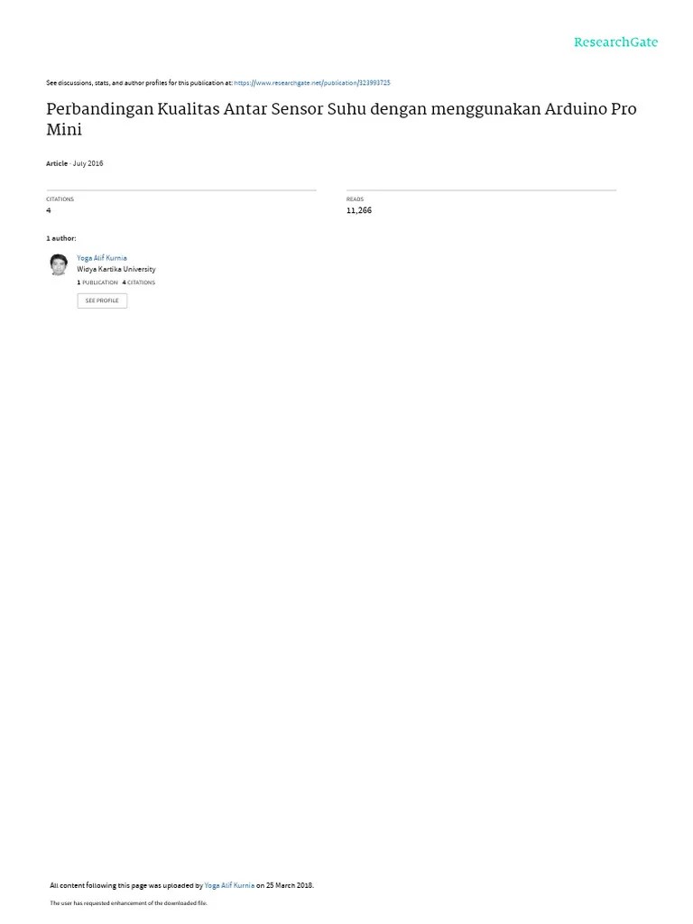 Perbandingan Kualitas Antar Sensor Suhu Dengan Menggunakan Arduino Pro Mini | PDF