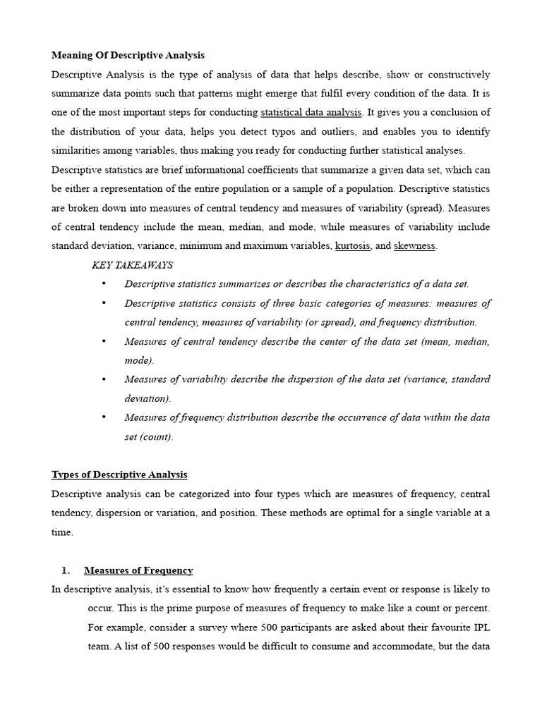 Descriptive Analysis - Data & Types | PDF